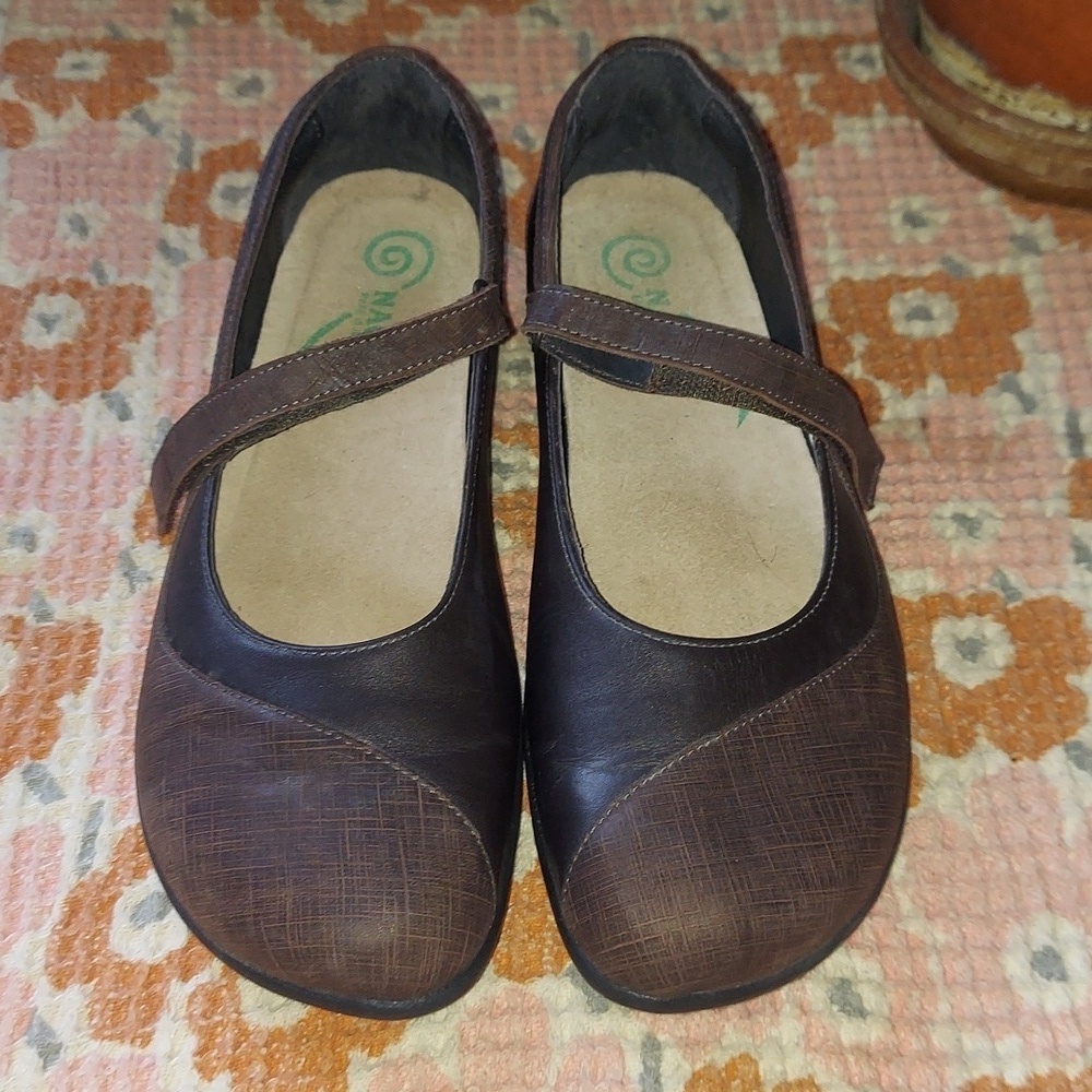 Naot Brown Leather Mary Jane Flats
